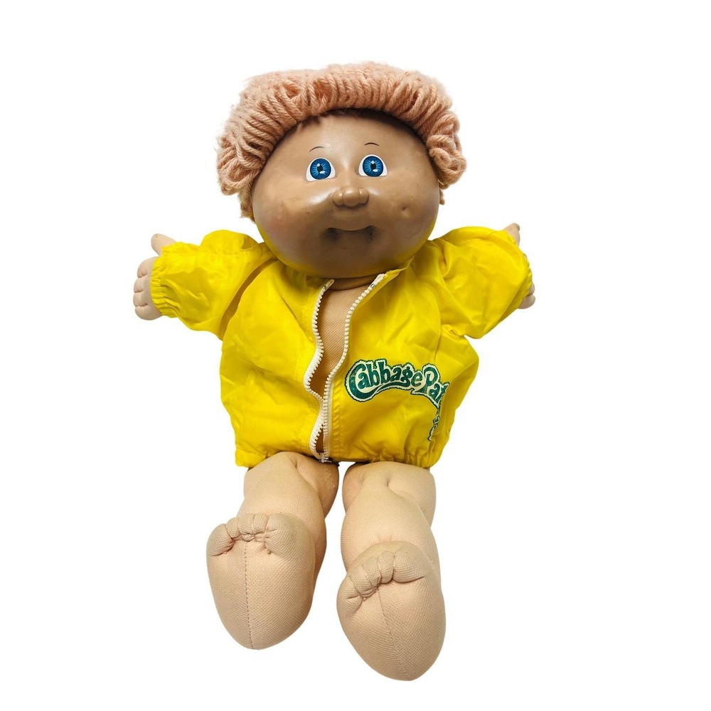 Vtg Cabbage Patch Kids Doll 1982 Yarn Hair Windbreaker Blue Eyes Collectible Toy